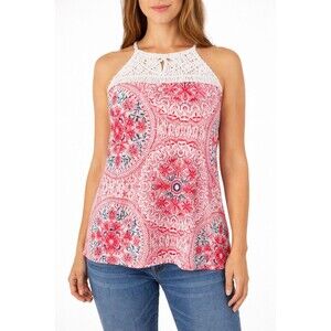 Torrid Knit Macrame High Neck Tank Women's Size 1x Sleeveless Medallion print